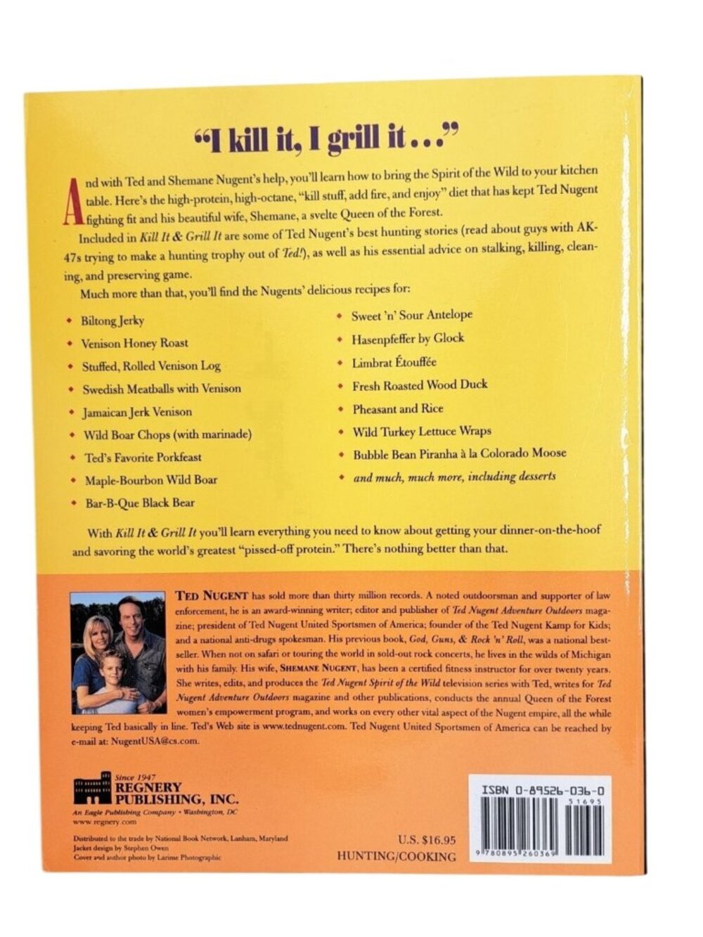 Vintage Kill It & Grill It Ted Nugent Shemane Wild Game Cookbook 2005 Paperback - Picture 2 of 9